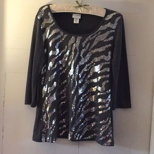 Jaclyn Smith zebra sequin top